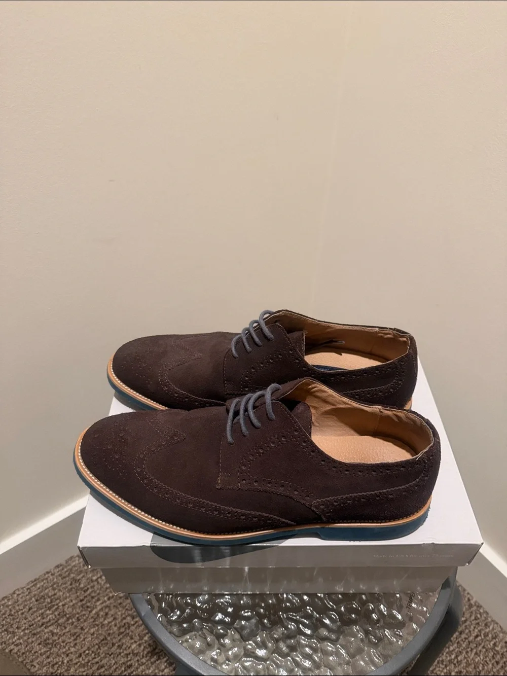 Joseph Abboud Dark Brown Suede Wingtip Oxfords